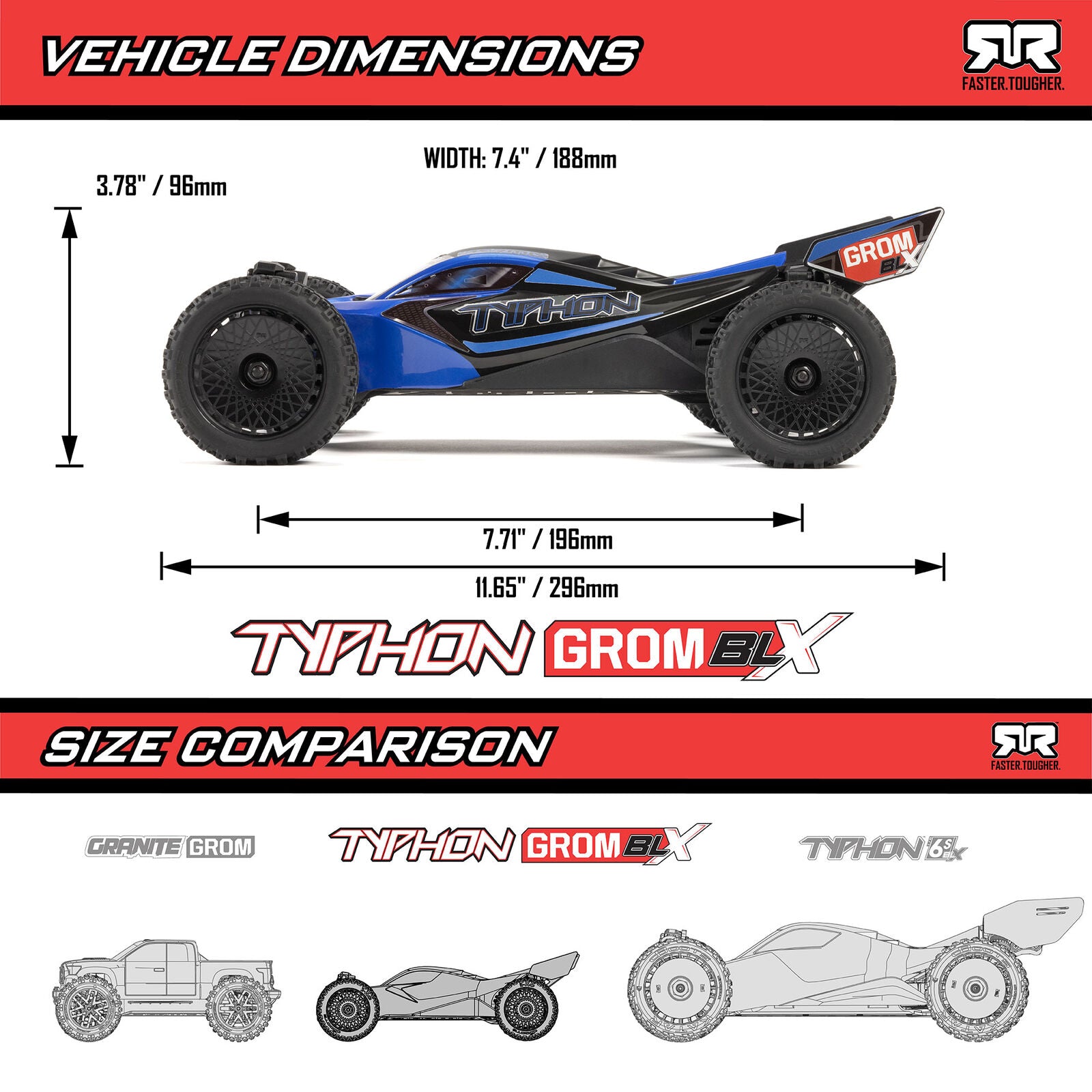 Arrma Typhon GROM 223S BLX Brushless 4X4 1/18 Buggy RTR w/ Battery & Charger