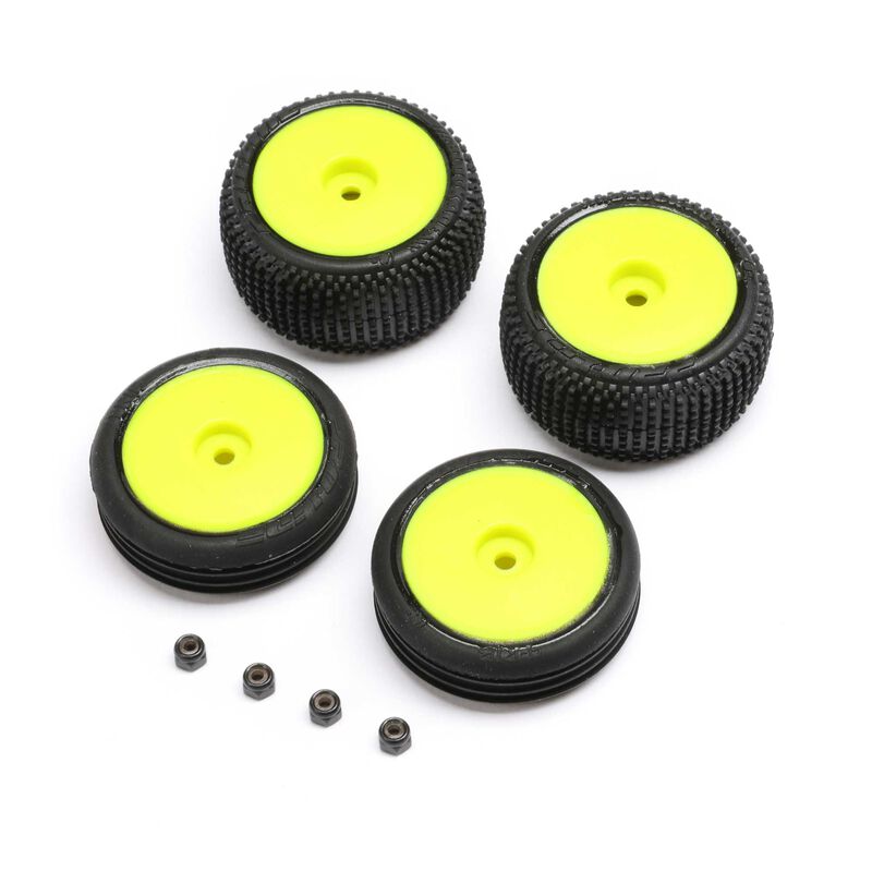 LOS-1762 Tires & Wheels Mounted, Yellow: Micro-B