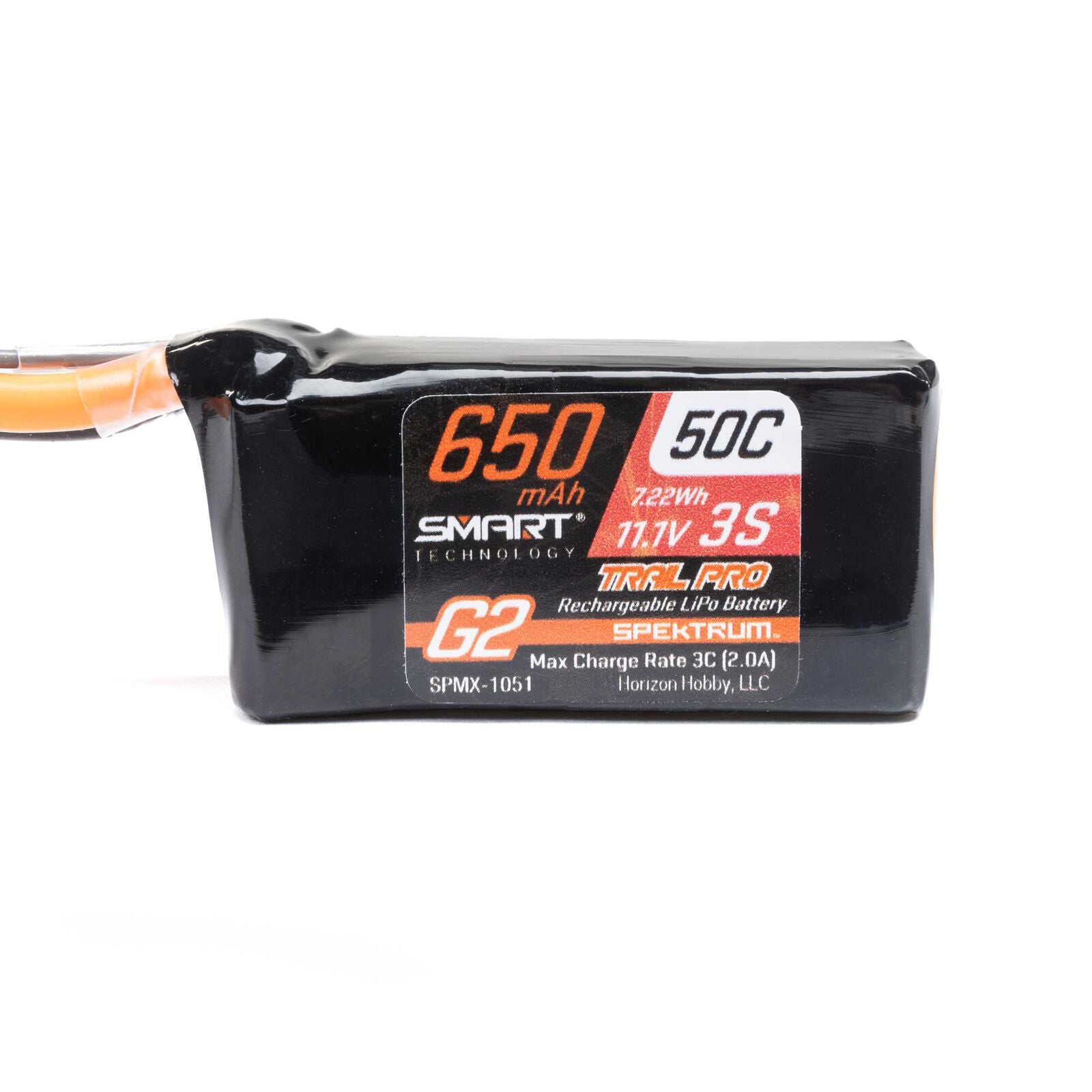 Spektrum RC 11.1V 650mAh 3S 50C Smart G2 Trail Pro LiPo Battery: IC2