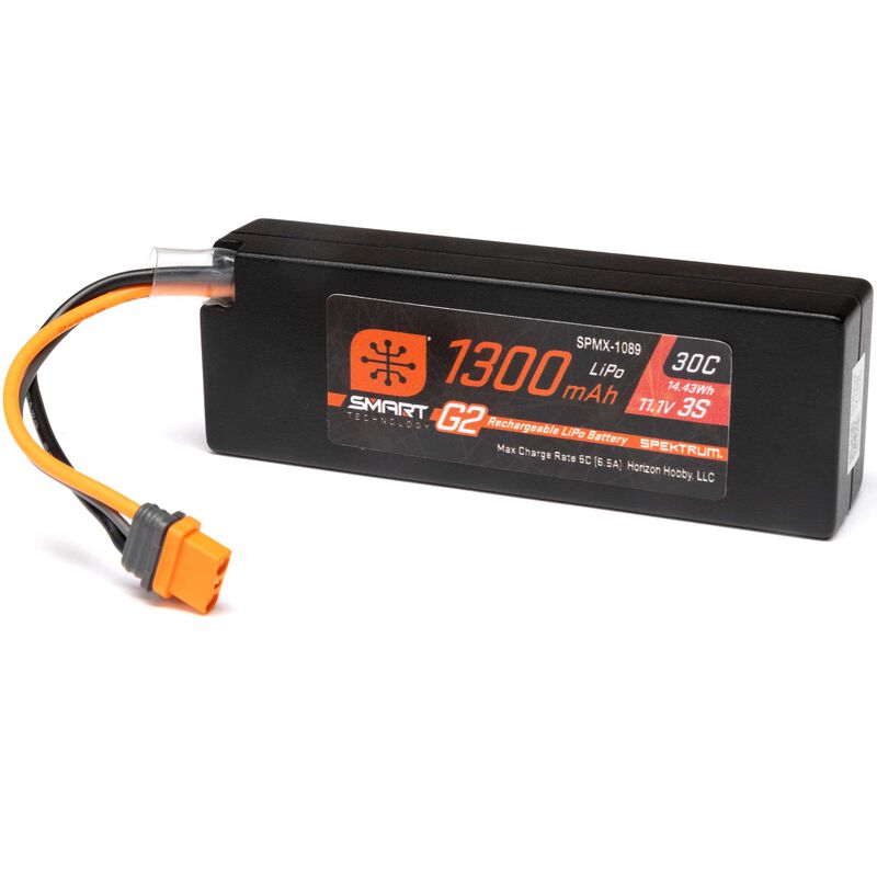 Spektrum RC 11.1V 1300mAh 3S 30C Smart G2 LiPo Battery: IC2 GROM BLX Series