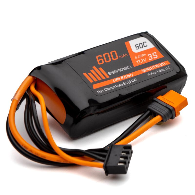 Spektrum RC 11.1V 600mAh 3S 50C LiPo Battery: IC2