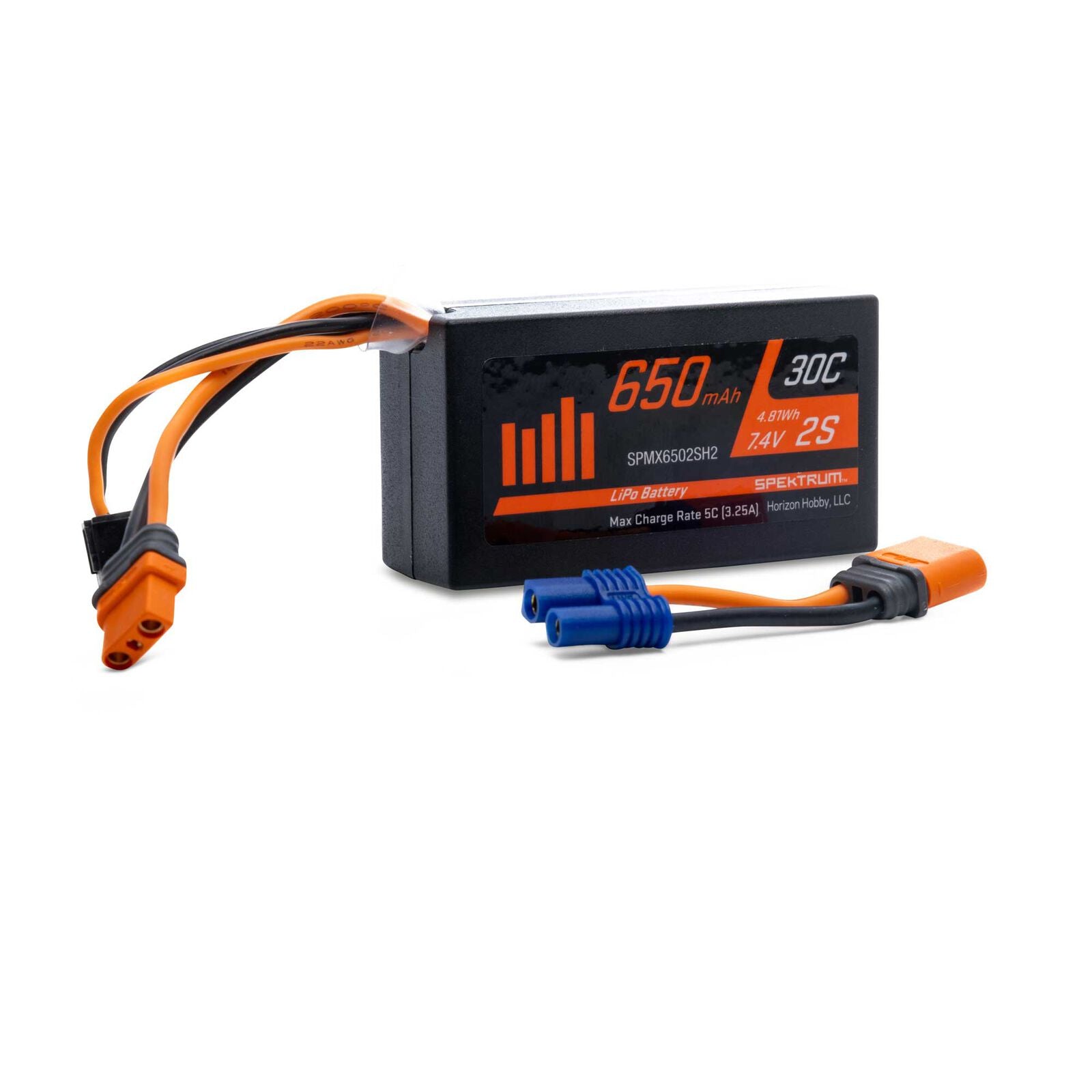 Spektrum RC 7.4V 650mAh 2S 30C LiPo Battery: IC2