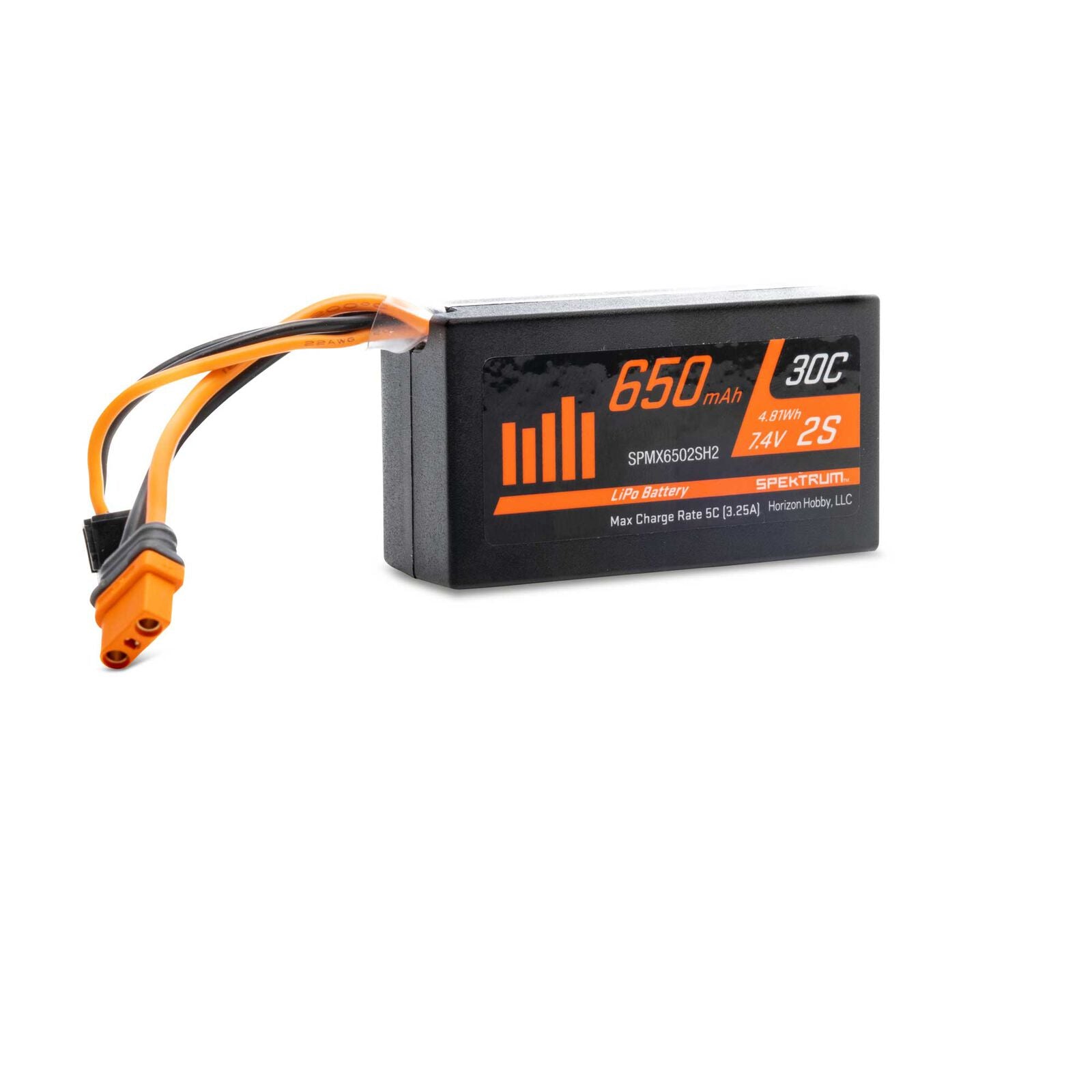 Spektrum RC 7.4V 650mAh 2S 30C LiPo Battery: IC2