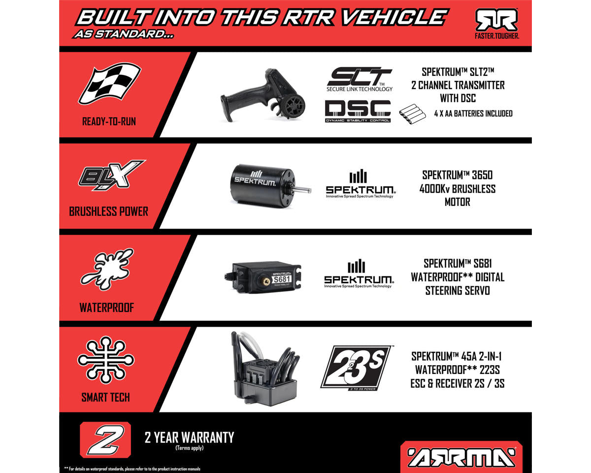 Arrma Fury 223S BLX 1/10 Brushless RTR 2WD Short Course Truck (Purple) w/SLT2 2.4GHz Radio & DSC