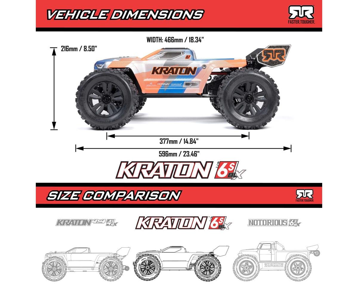 Arrma Kraton 6S BLX RTR 1/8 4WD Brushless Monster Truck (Blue/Orange) (V6) w/SLT3 2.4GHz Radio