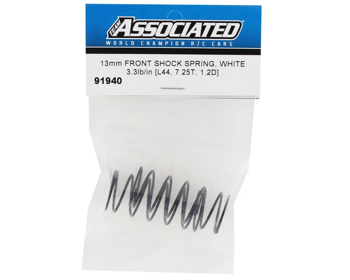 Team Associated 13mm Front Shock Spring (White/3.3lbs) (44mm)