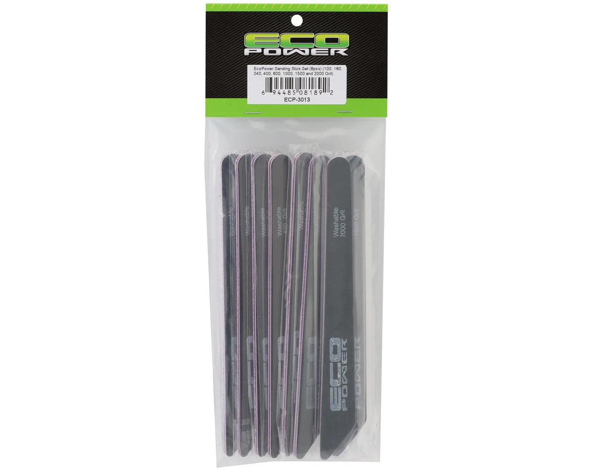 EcoPower Assorted Grit Sanding Sticks Set (8)