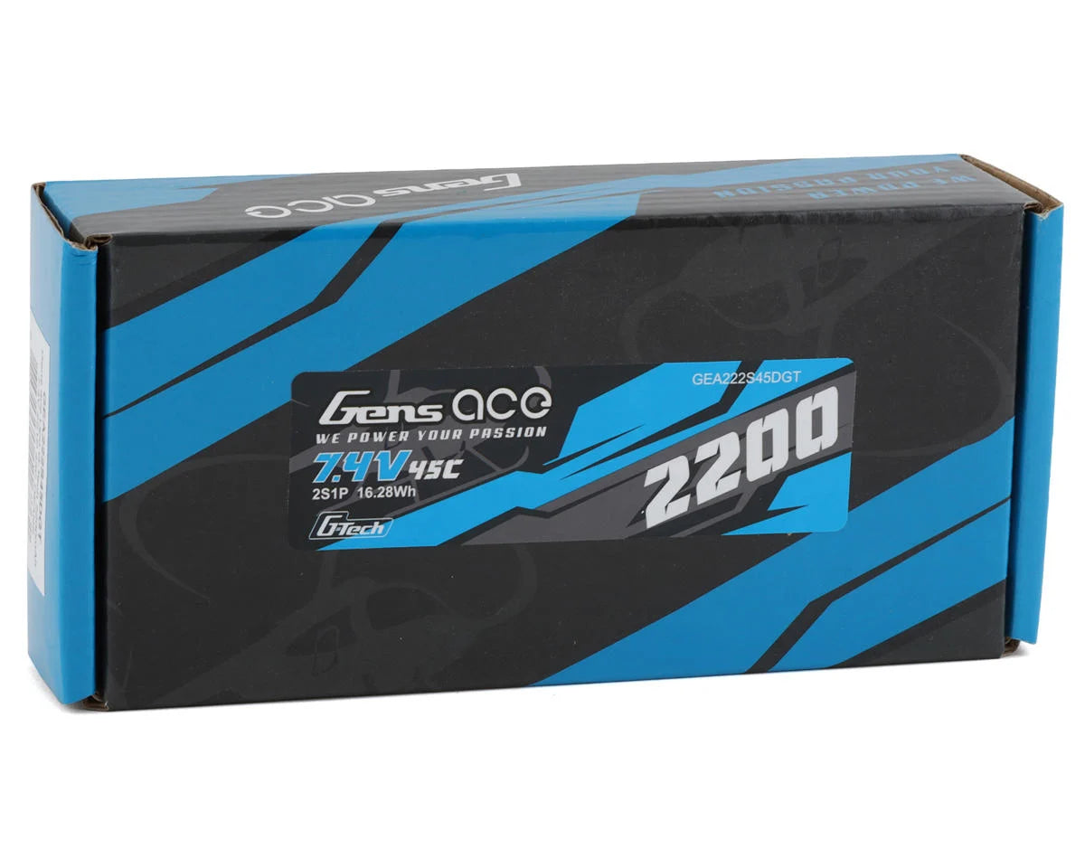 Gens Ace 2S 7.4V 2200mAh 45C G-Tech Smart LiPo Battery w/T-Style Connector