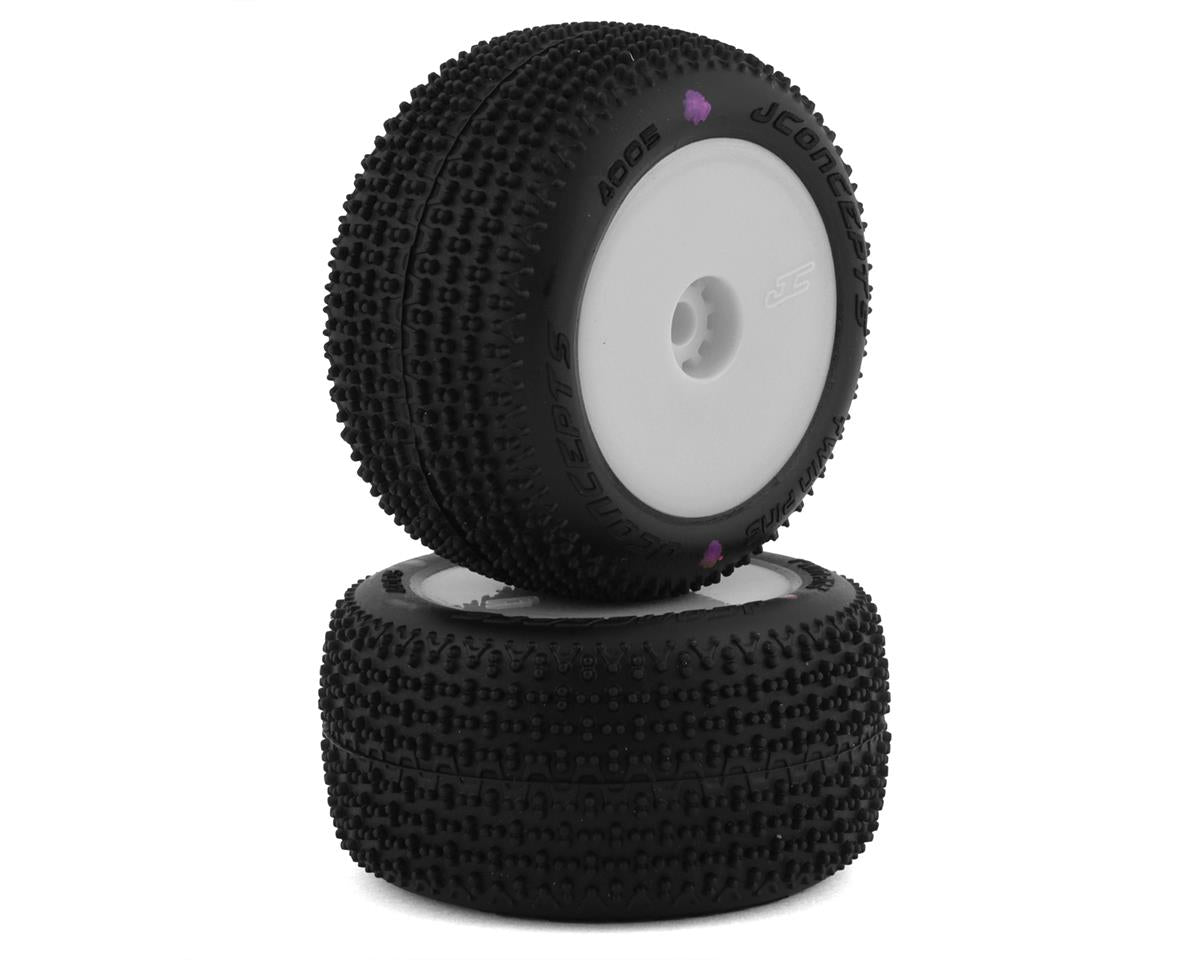 JConcepts Twin Pin Mini-B Pre-Mounted Rear Tires (White) (2) (Pink)