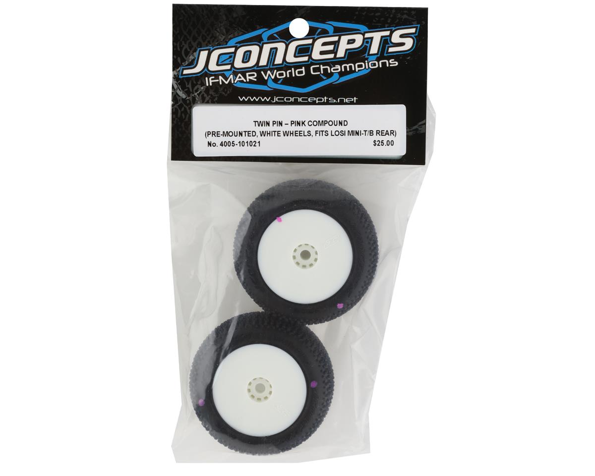 JConcepts Twin Pin Mini-B Pre-Mounted Rear Tires (White) (2) (Pink)