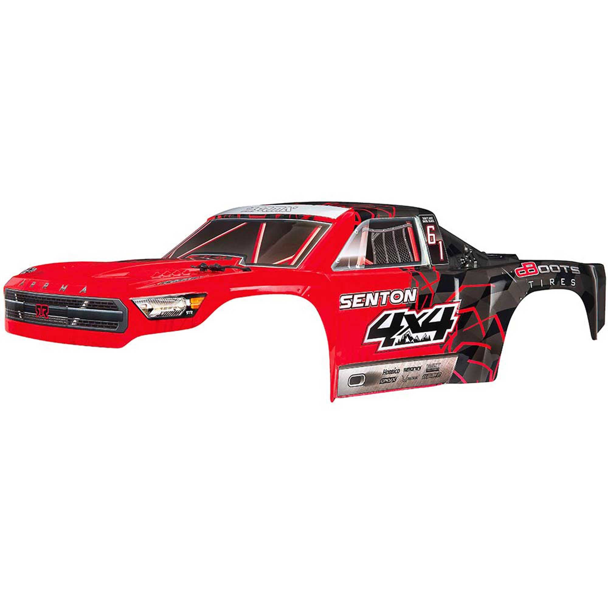 Arrma Body Painted Decal Trim Red: Senton 4x4 Mega *Descontinuado