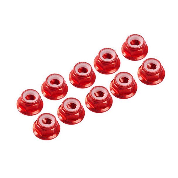 Ultimate Racing 4 MM. Alu. Nylon Nut W/Flange Purple (10 PCS) *Archived